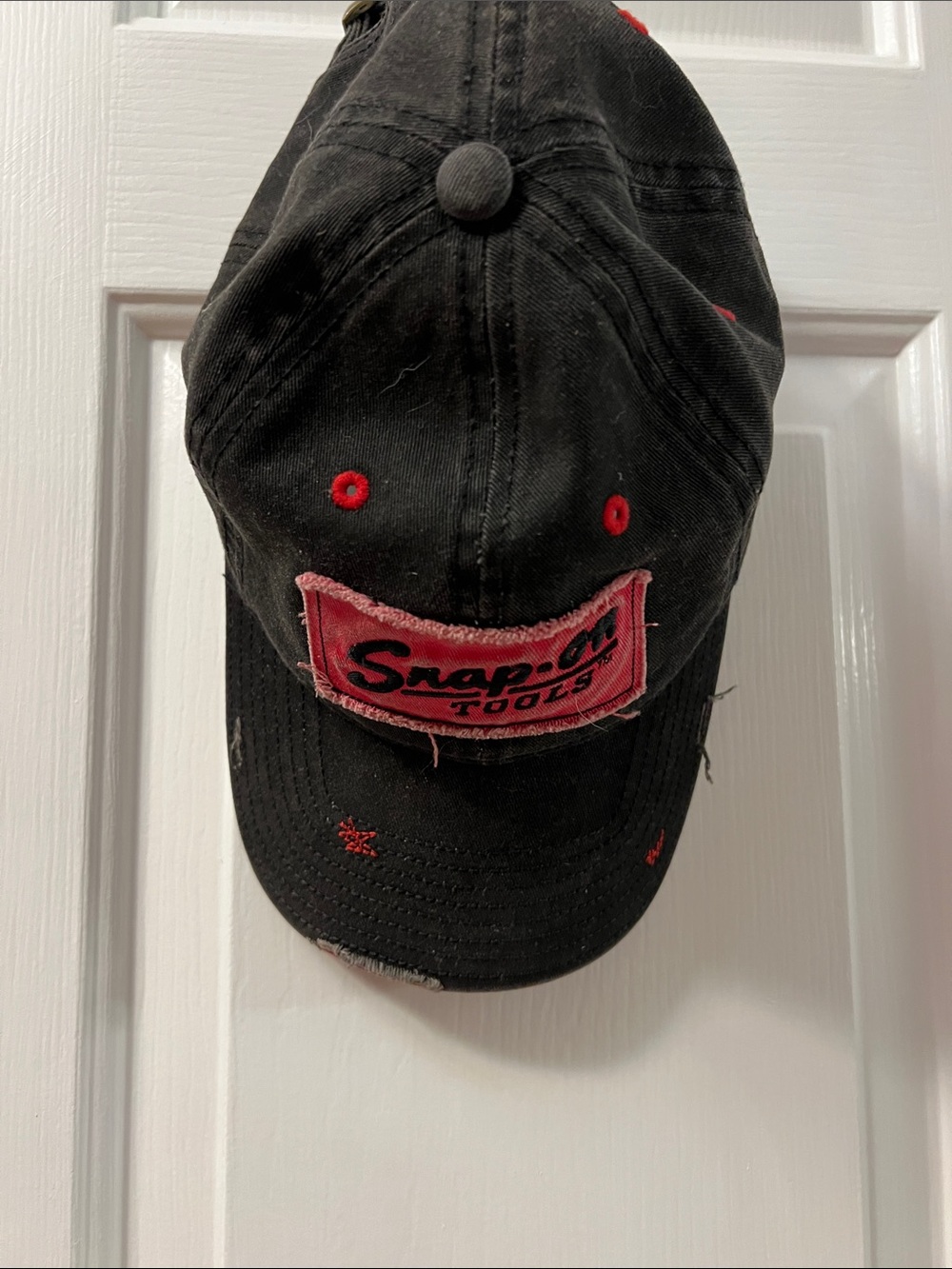 Black and Red Distressed Baseball Cap